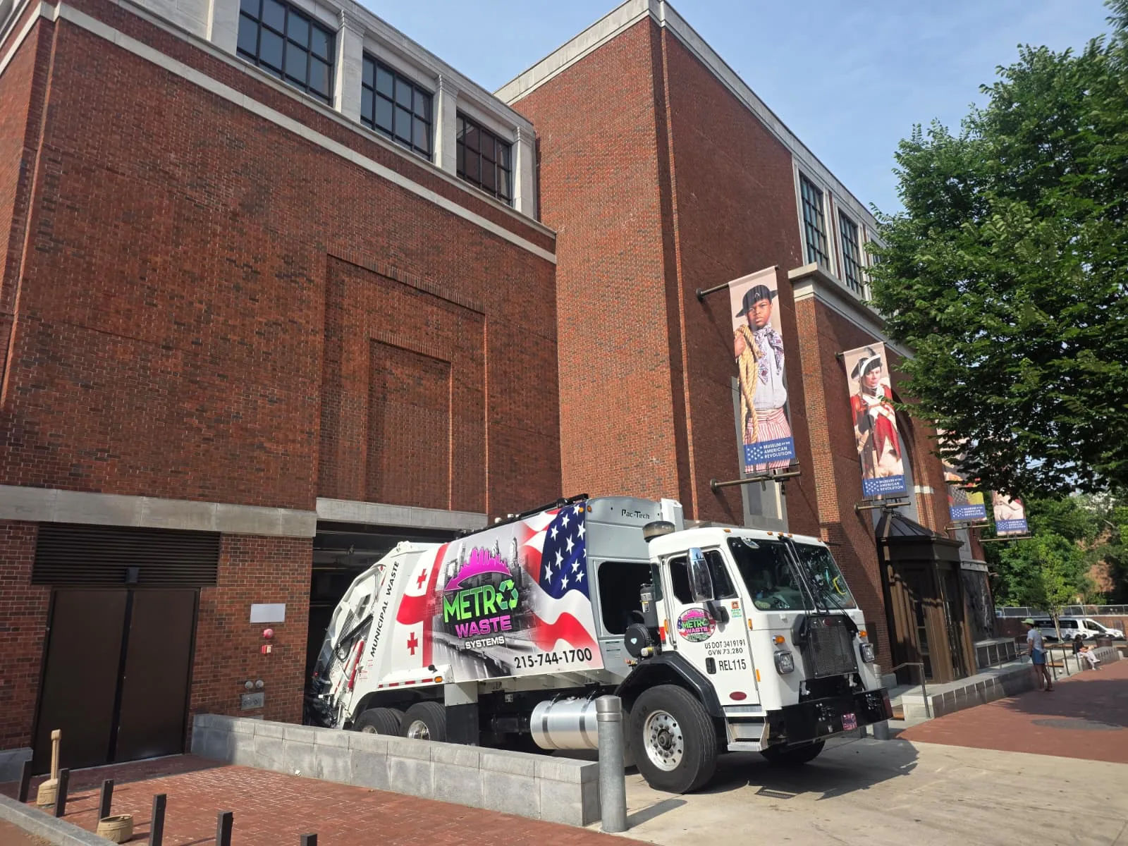 Commercial front-load and rear-load waste containers available from Metro Waste Solutions in Philadelphia — inventory photo 1