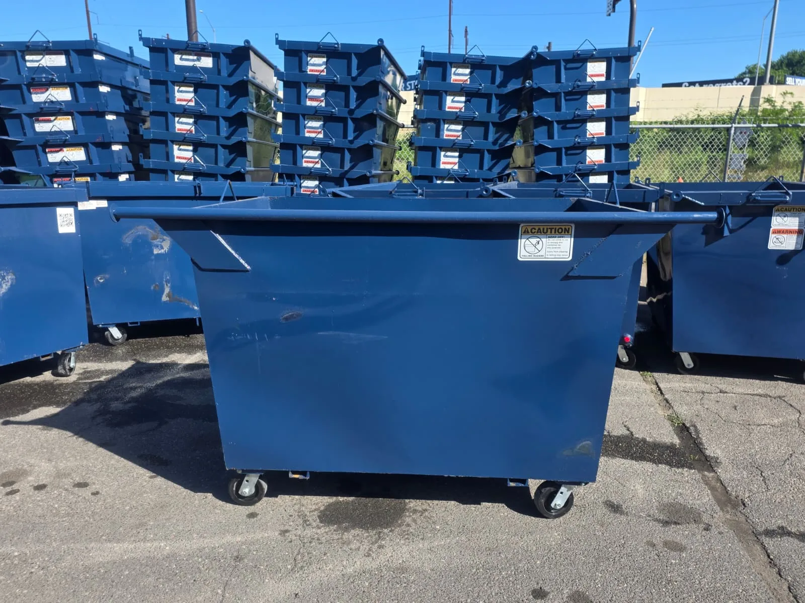 Commercial front-load and rear-load waste containers available from Metro Waste Solutions in Philadelphia — inventory photo 7
