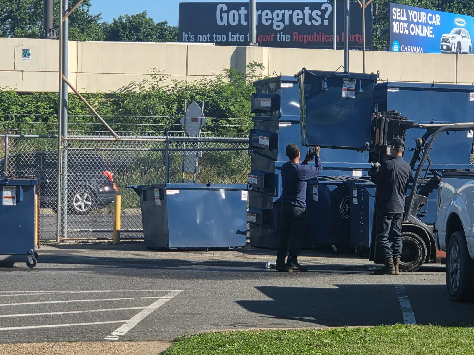 Commercial front-load and rear-load waste containers available from Metro Waste Solutions in Philadelphia — inventory photo 8