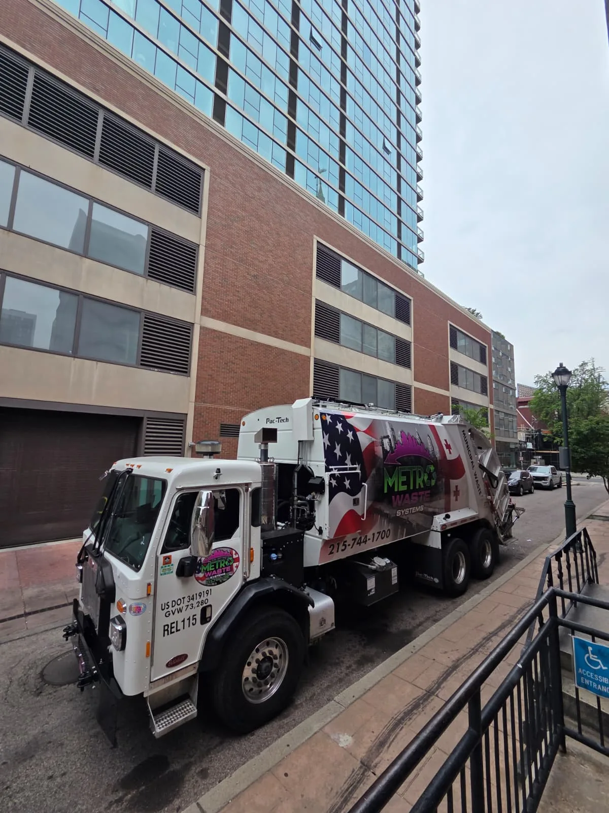 Commercial front-load and rear-load waste containers available from Metro Waste Solutions in Philadelphia — inventory photo 10