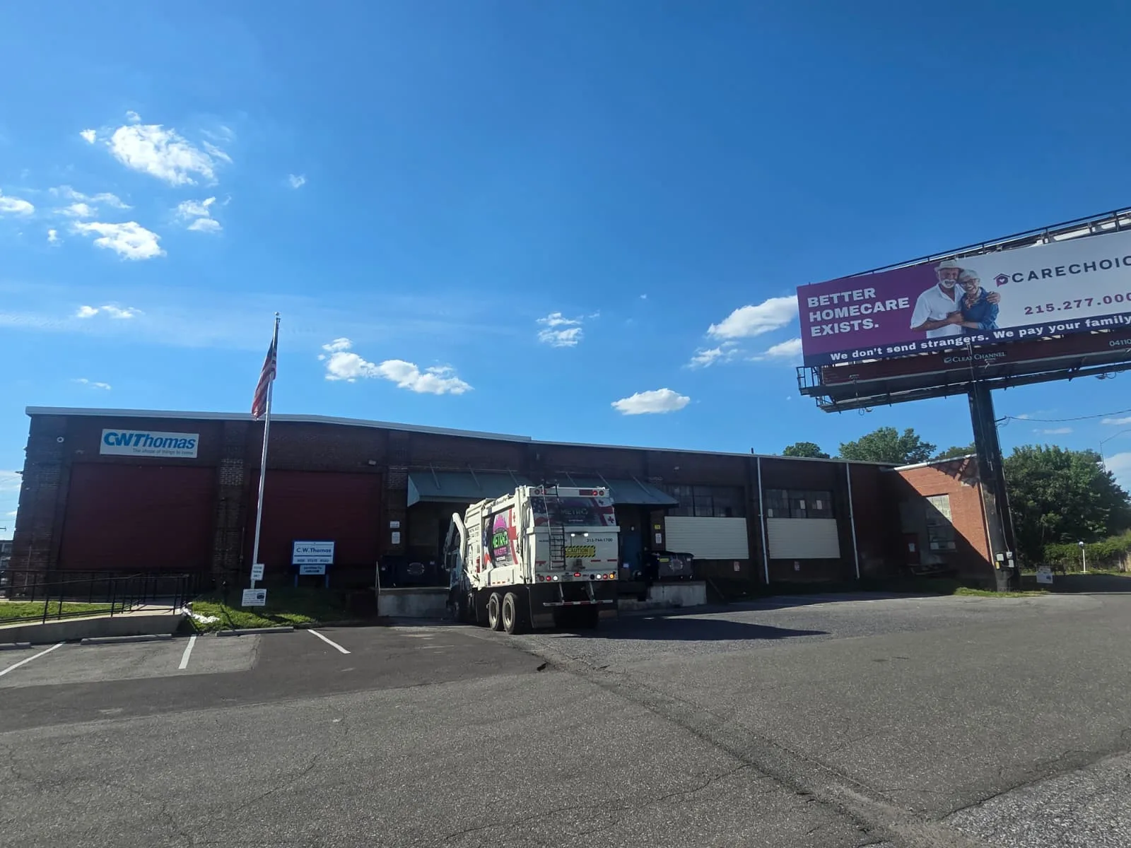 Metro Waste Solutions commercial garbage truck serving Philadelphia, PA — fleet operations photo 4 showing rear-load or front-load collection service