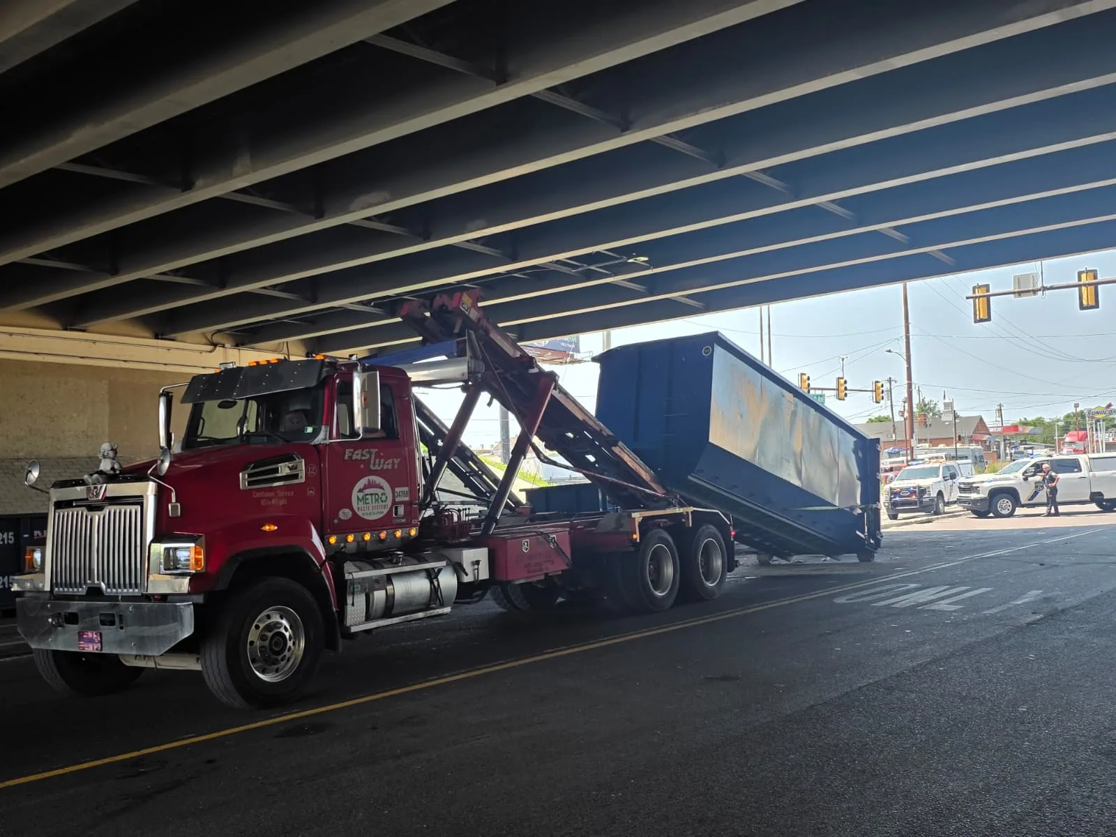 Metro Waste Solutions roll-off delivery in the Philadelphia metro area — real fleet photo 13