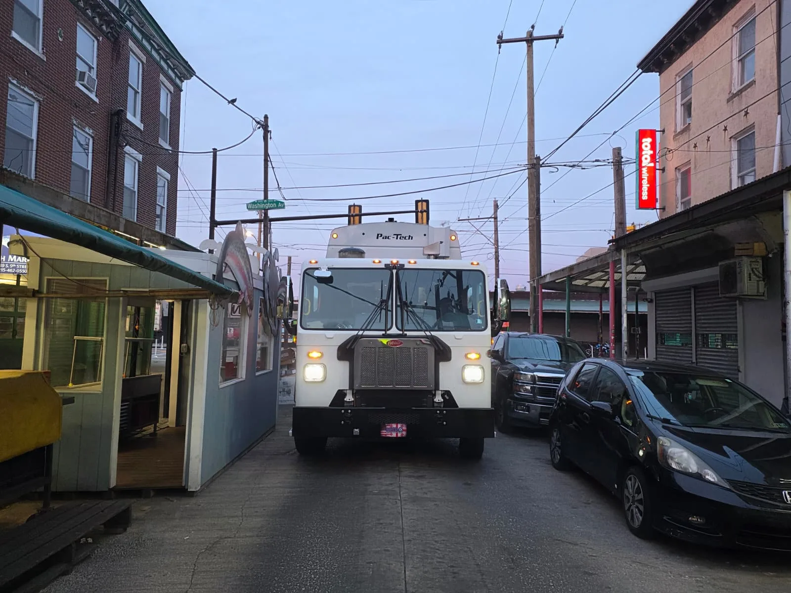 Open-top roll-off container ready for loading